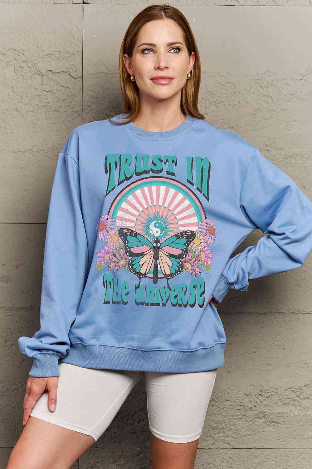 Simply Love Simply Love Full Size TRUST IN THE UNIVERSE Graphic Sweatshirt
