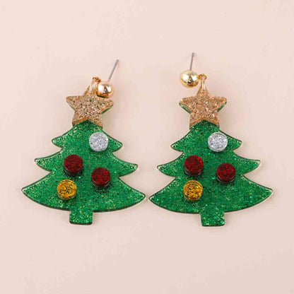 Pendientes de aleación de diamantes de imitación de árbol de Navidad