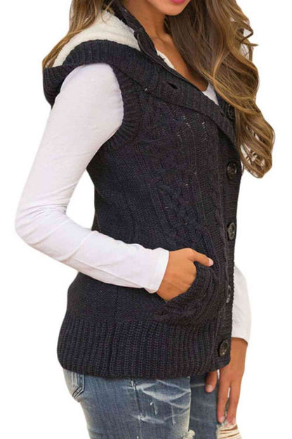 Gilet pull à capuche avec fermeture boutonnée et zippée