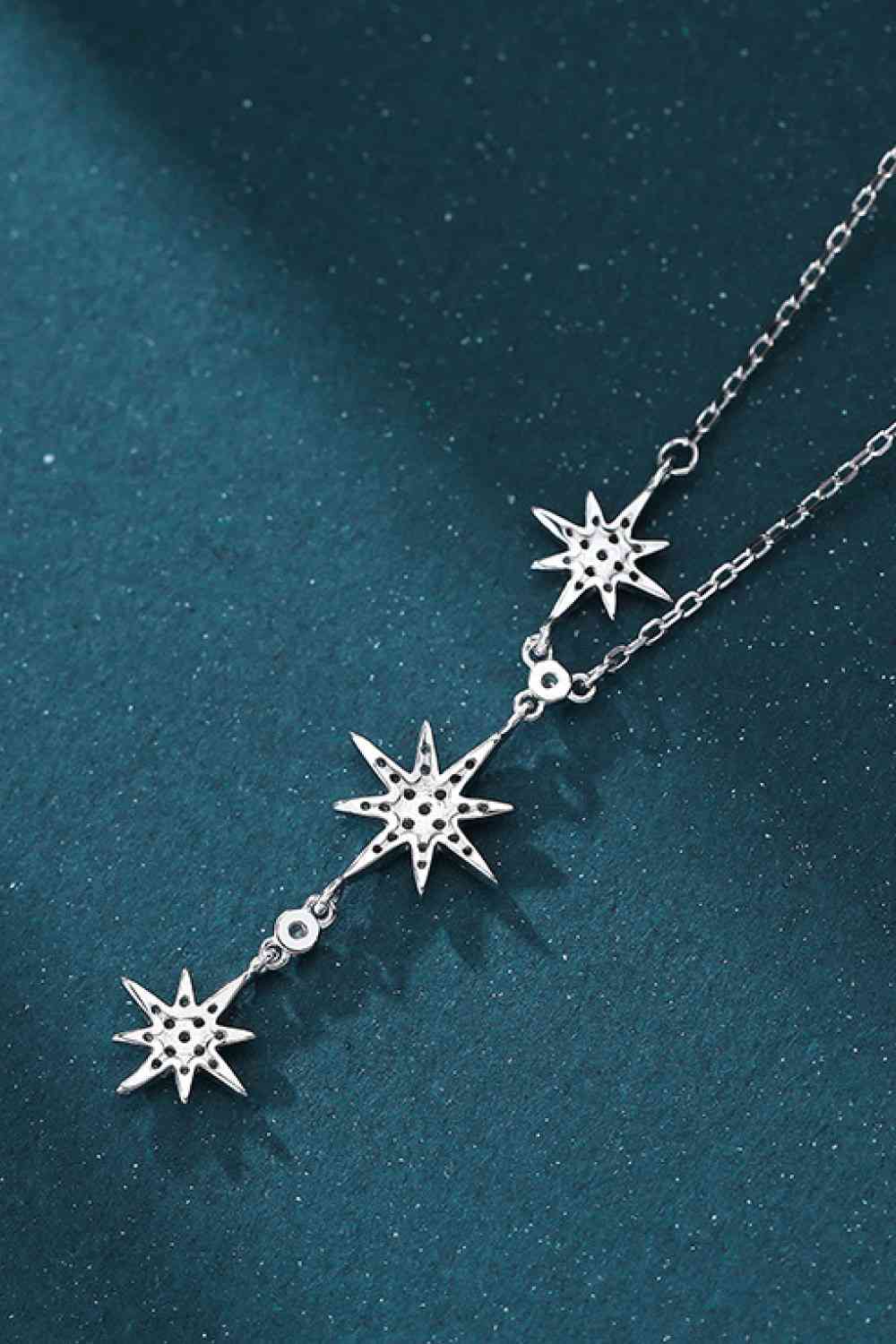 Collier pendentif goutte 3 étoiles en argent sterling 925