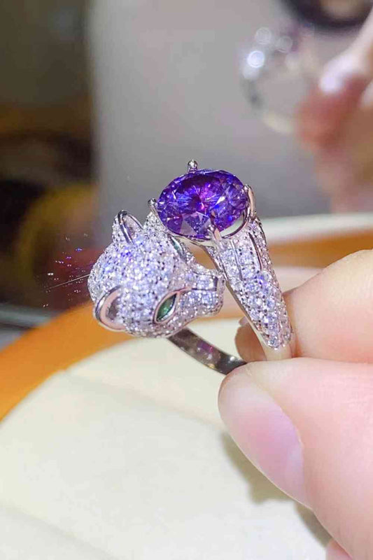 Bague de dérivation animale réglable en moissanite de 2 carats