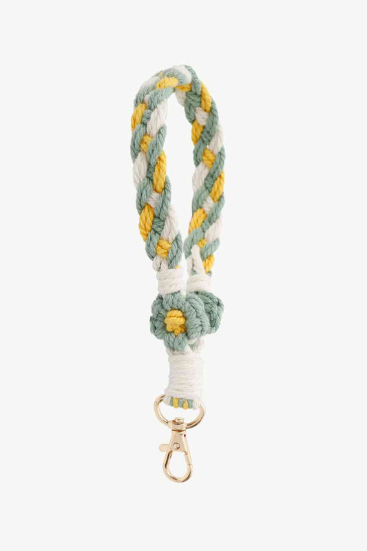 Porte-clés à bracelet tressé floral