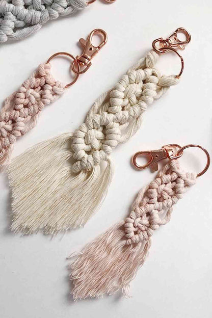 Assorted 4-Pack Macrame Fringe Keychain