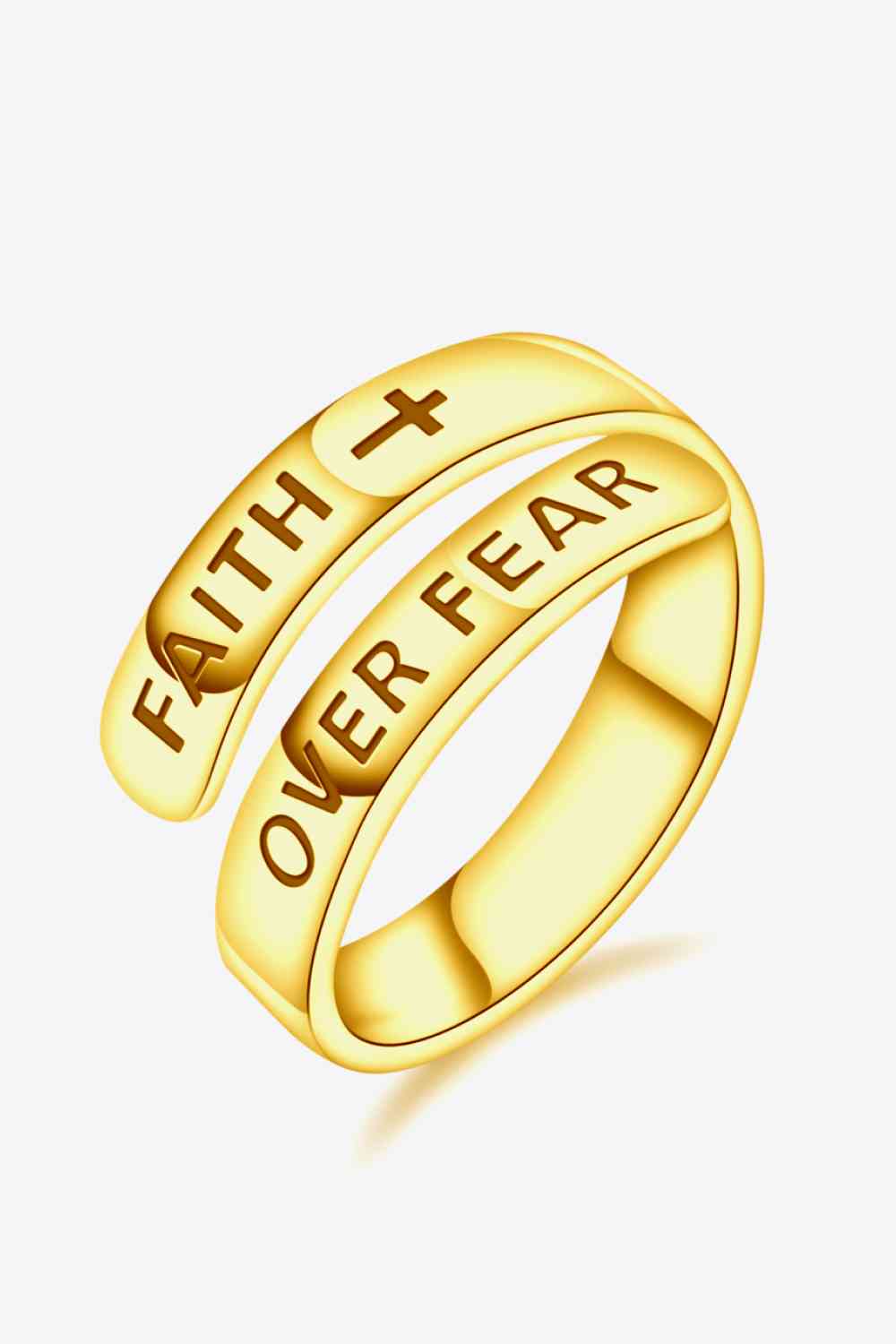 Bague de contournement FAITH OVER FEAR en argent sterling 925