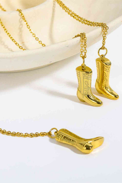 Cowboy Boot Pendant Stainless Steel Necklace