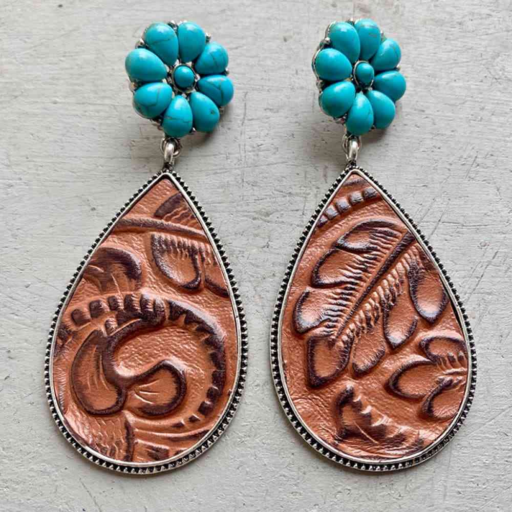 Boucles d'oreilles en forme de goutte de fleur turquoise