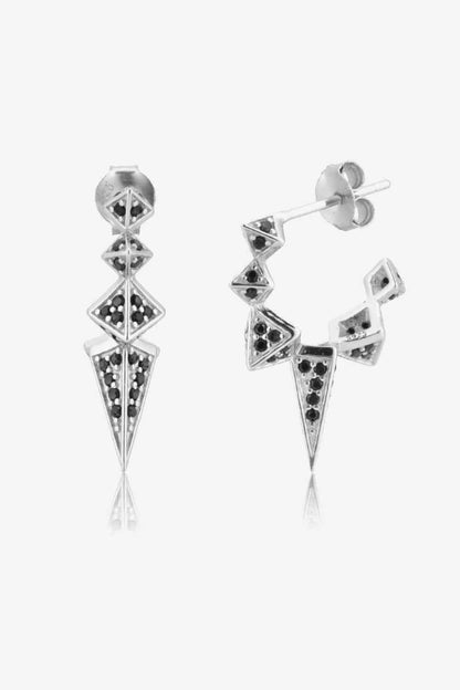 Boucles d'oreilles en argent sterling 925 à décor géométrique en zircon