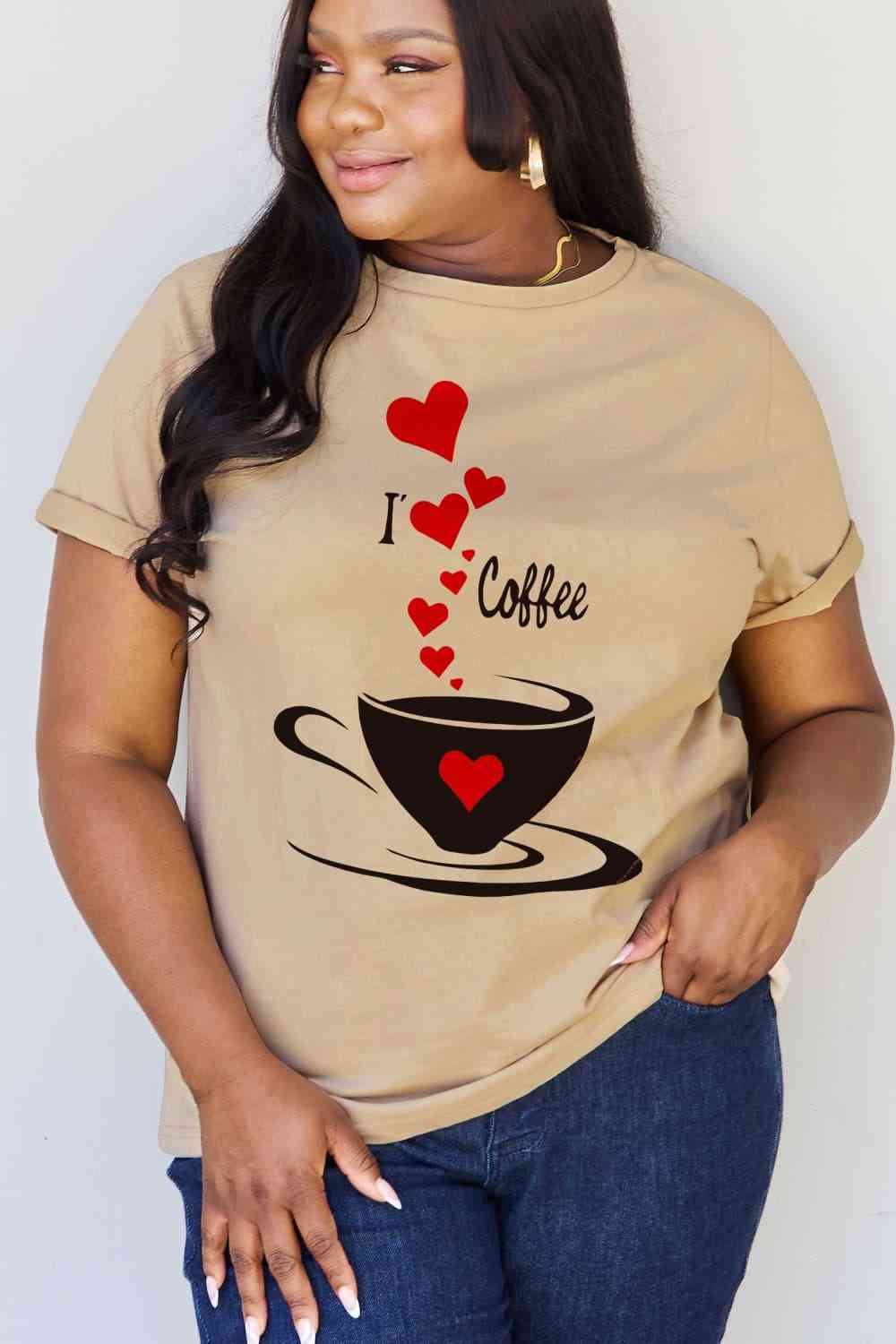 Simply Love T-shirt en coton graphique I LOVE COFFEE pleine taille