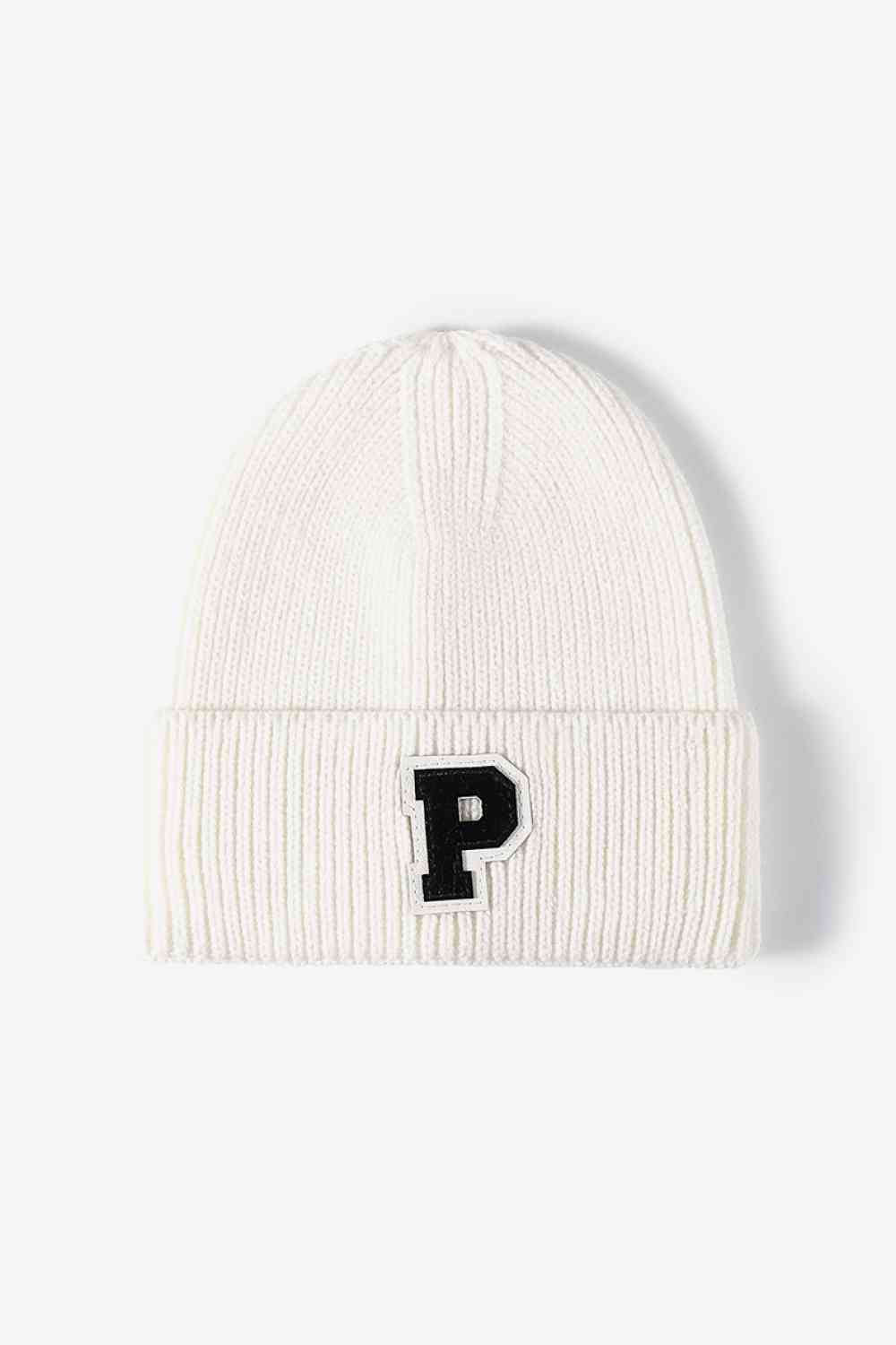 Gorro de punto con puños y parche de letras