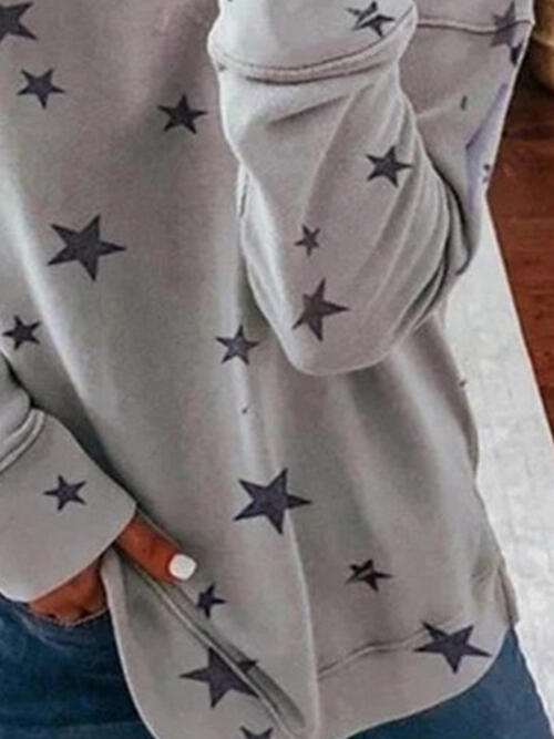 Star Round Neck Dropped Shoulder Sweatshirt