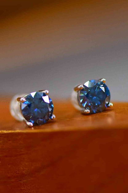 Boucles d'oreilles plaquées platine à quatre griffes en moissanite 2 carats