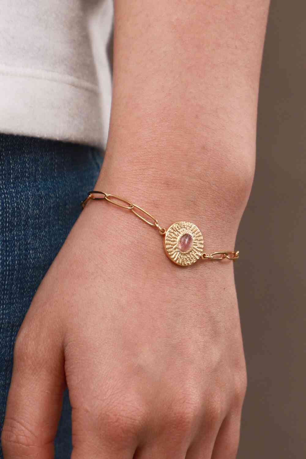 Pulsera De Cadena Con Clip Chapada En Oro De 18 Quilates