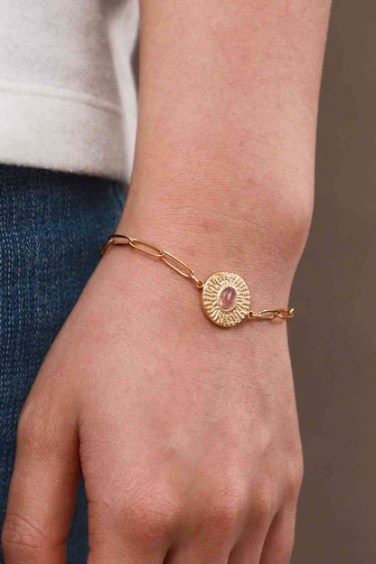 Pulsera De Cadena Con Clip Chapada En Oro De 18 Quilates