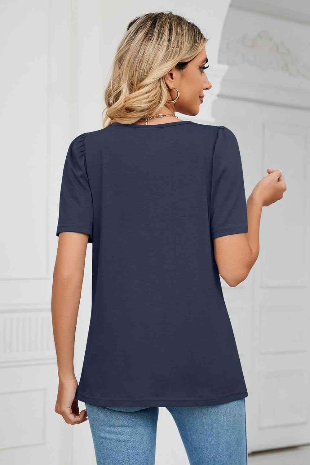 Square Neck Puff Sleeve T-Shirt