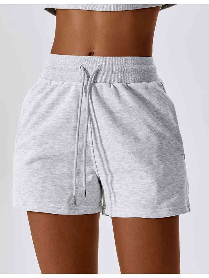 Shorts deportivos con cintura fruncida y cordón