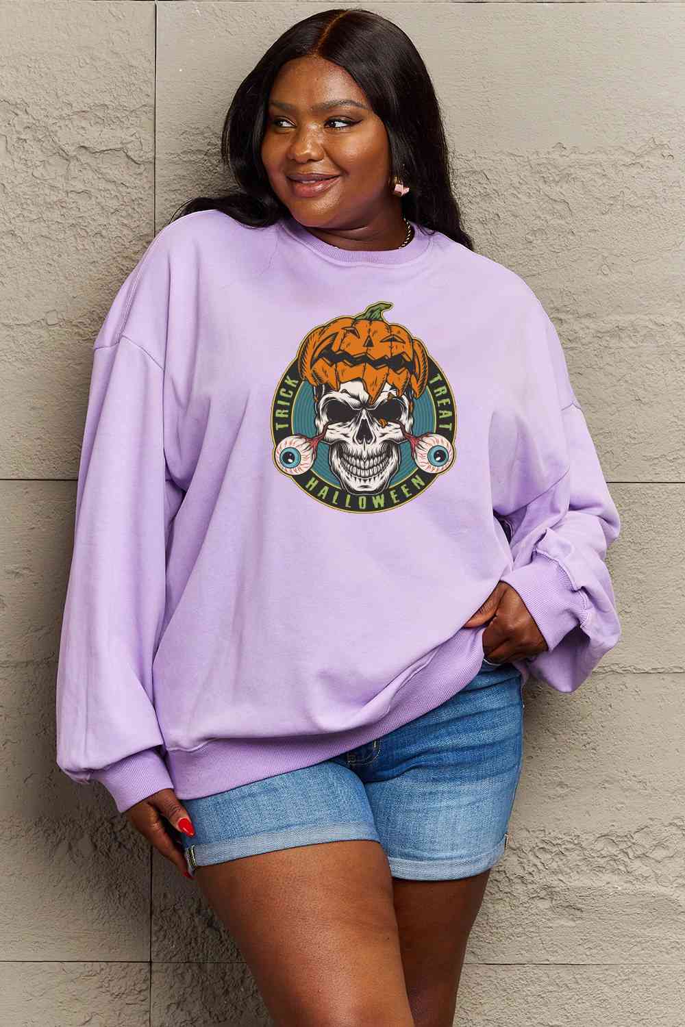 Sudadera con estampado de calavera de tamaño completo de Simply Love