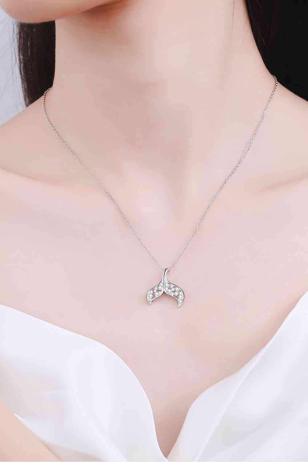 Collier avec pendentif queue de poisson Moissanite en argent sterling 925