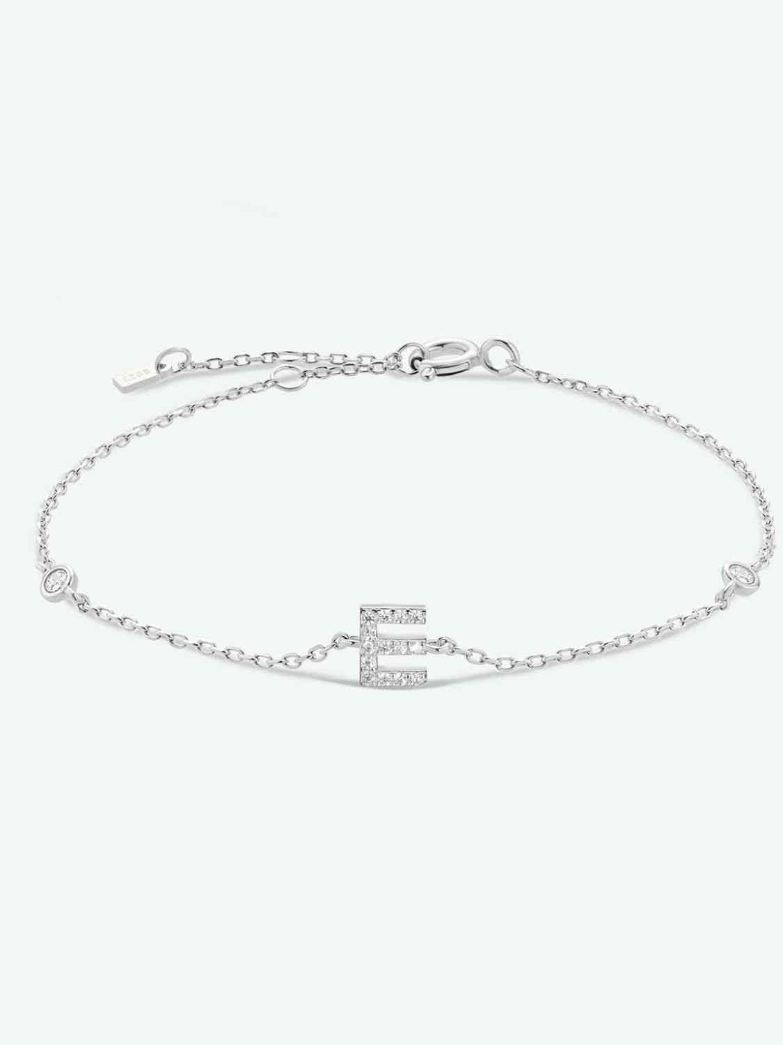 Pulsera de plata de ley 925 con circonitas de la A a la F