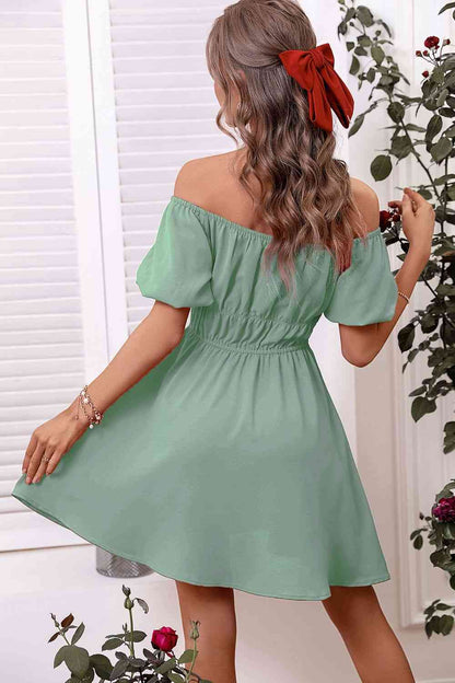 Off-Shoulder A-Line Mini Dress