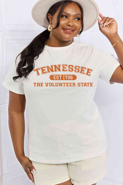 Simply Love Taille réelle TENNESSEE EST 1796 THE VOLUNTEER STATE T-shirt en coton graphique