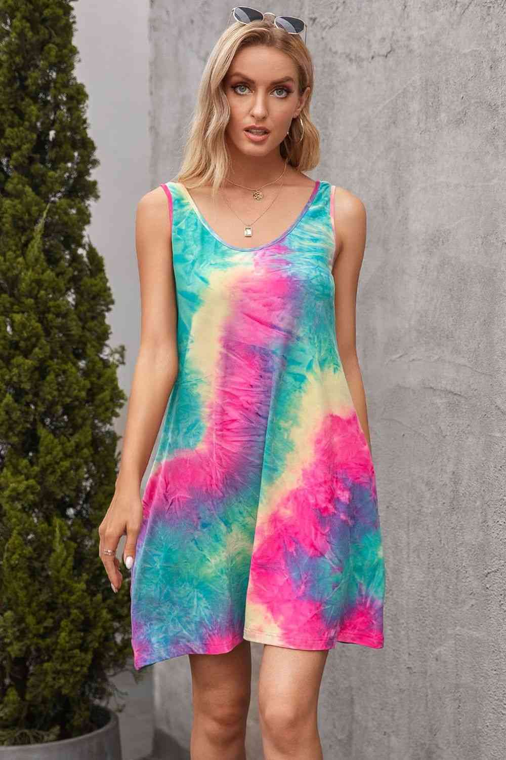 Robe sans manches tie-dye avec poches