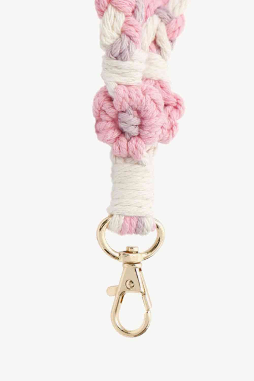 Porte-clés à bracelet tressé floral