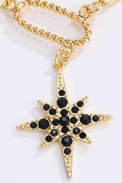 Collar de aleación de diamantes de imitación de estrella y luna