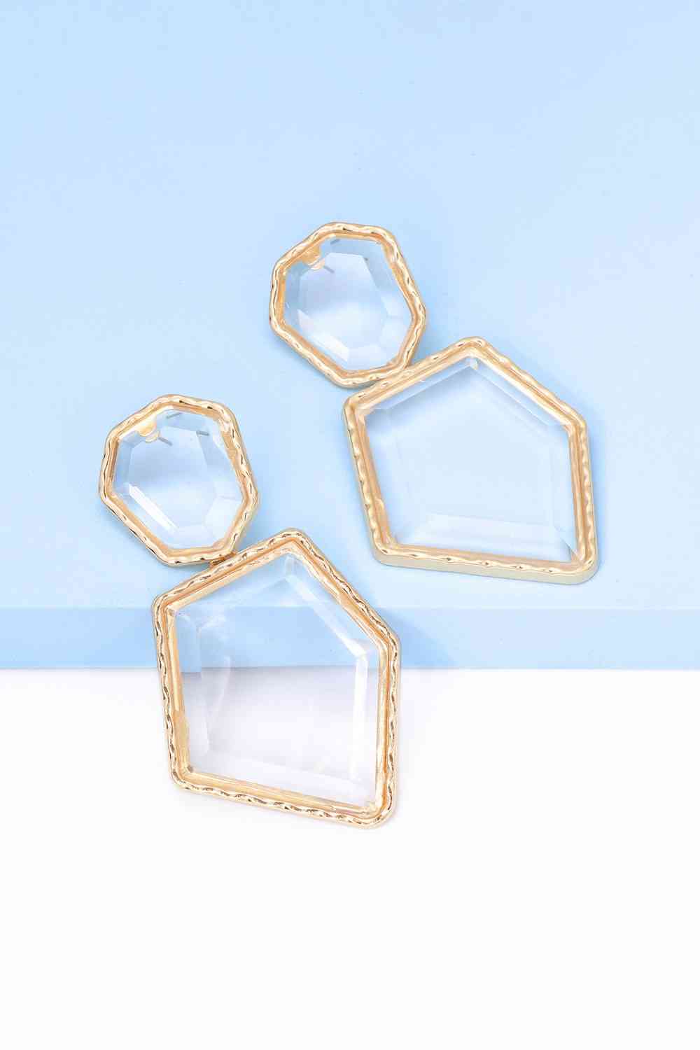 Geometrical Shape Zinc Alloy Frame Resin Dangle Earrings