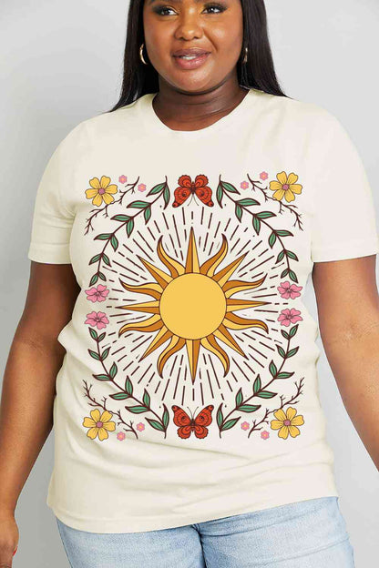 T-shirt en coton à motif soleil pleine grandeur Simply Love