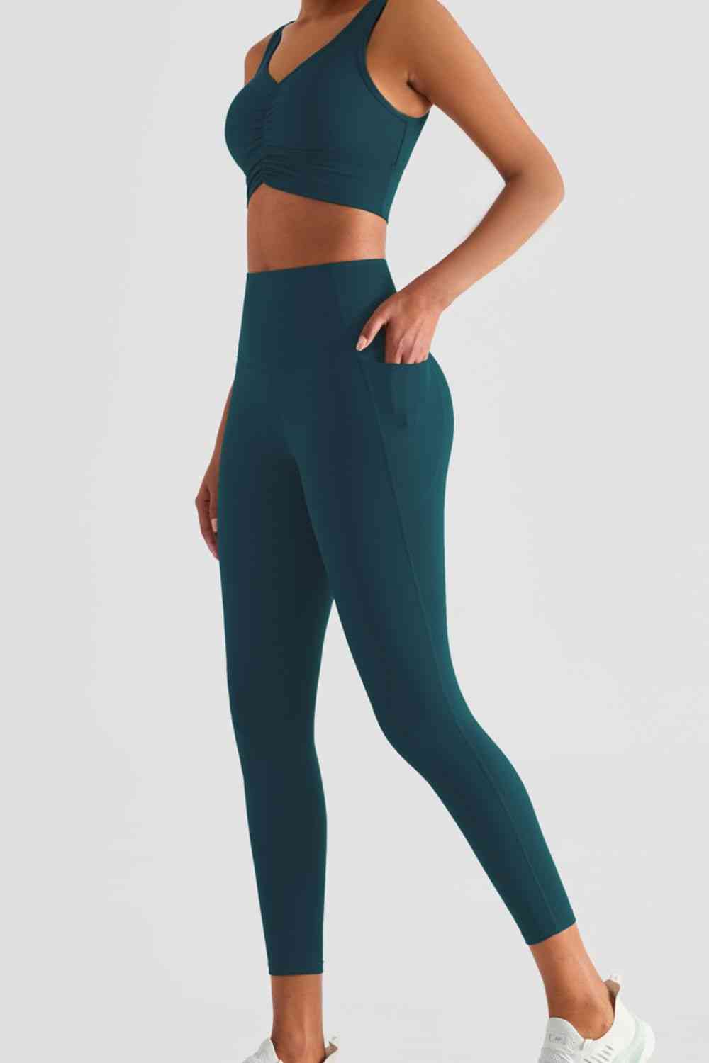 Leggings deportivos de cintura ancha con bolsillos