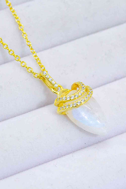 Collier à pendentif en pierre de lune plaqué or 18 carats