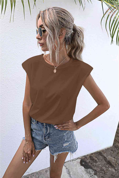 Round Neck Cap Sleeve Tee