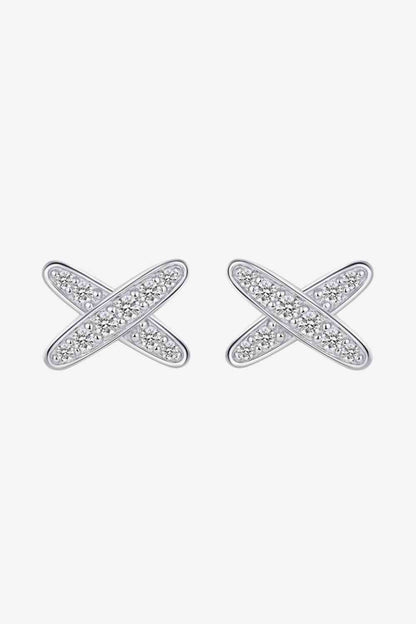 Boucles d'oreilles moissanite en forme de X en argent sterling 925