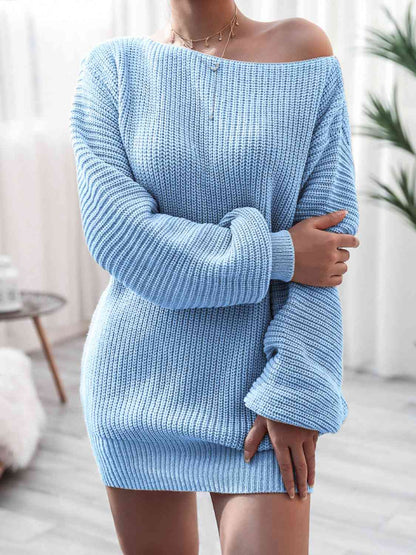 Mini-robe-pull en tricot côtelé