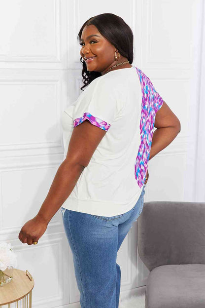 Sew In Love Full Size Open Road Printed Color Block Tee