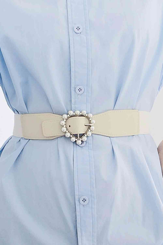 Ceinture élastique avec boucle en forme de cœur et perles