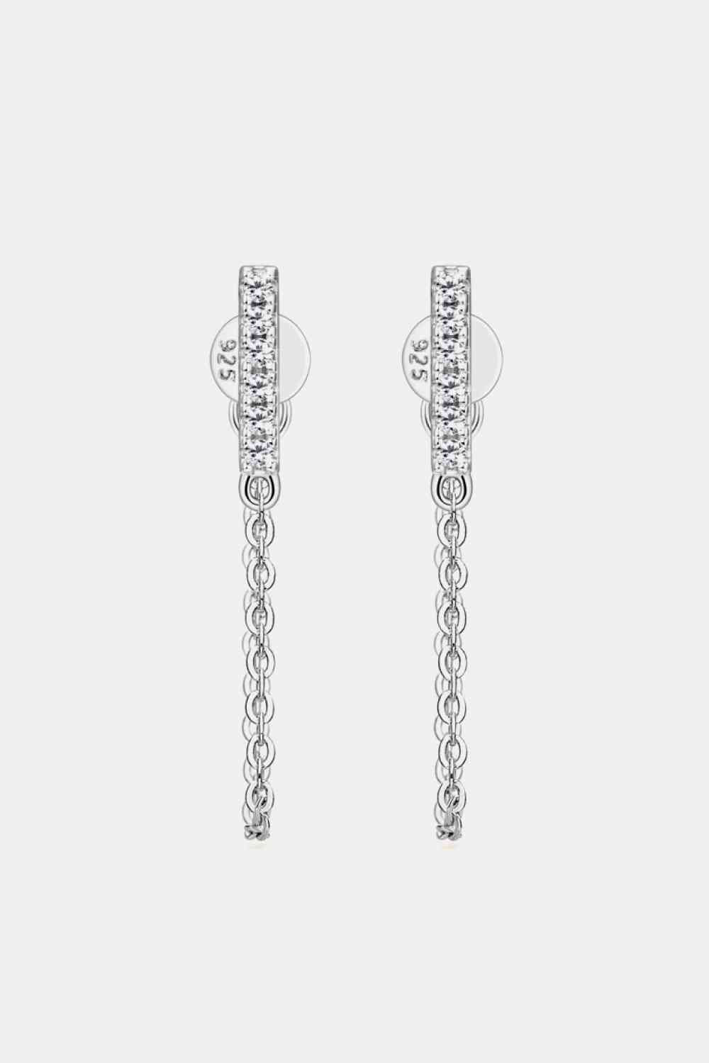 Boucles d'oreilles connectées en argent sterling 925 moissanite