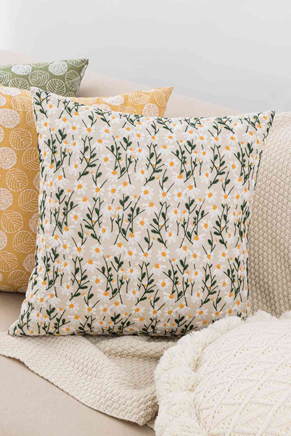 Paquete de 3 fundas de almohada decorativas con bordado botánico