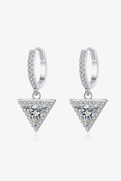 Boucles d'oreilles pendantes triangle moissanite