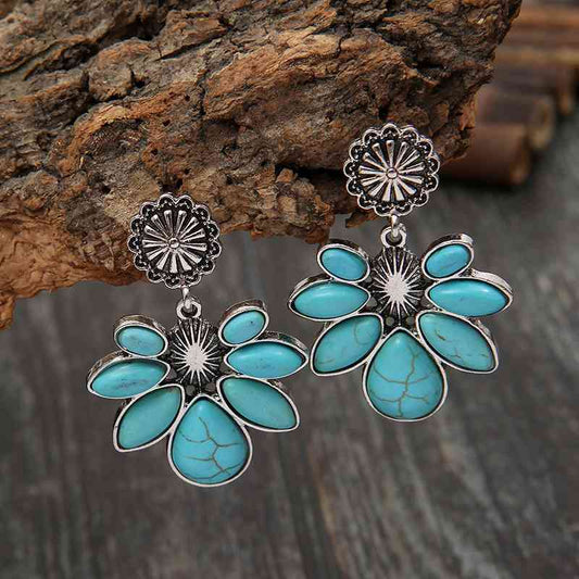 Boucles d'oreilles à fleurs turquoise artificielles