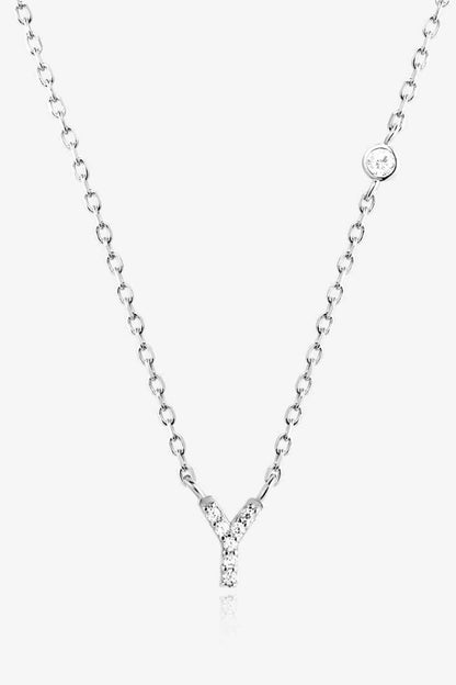 V To Z Zircon 925 Sterling Silver Necklace