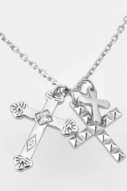 Collier avec pendentif croix en zircon incrusté en argent sterling 925