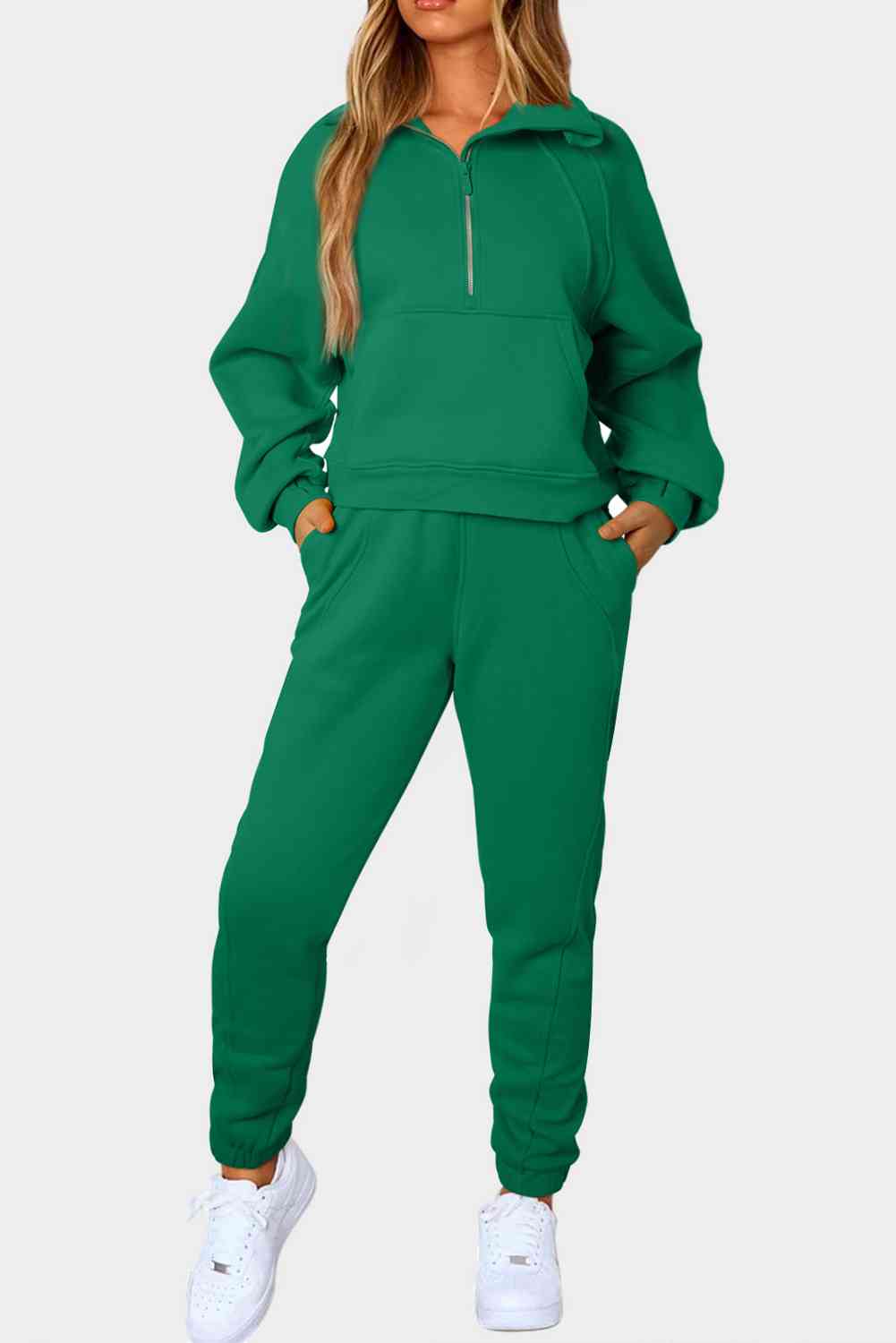 Ensemble de sport demi-zip avec poches