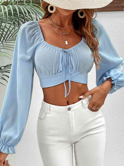 Raglan Sleeve Cropped Blouse