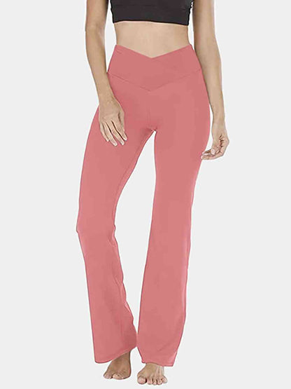 Pantalon long bootcut à taille en V