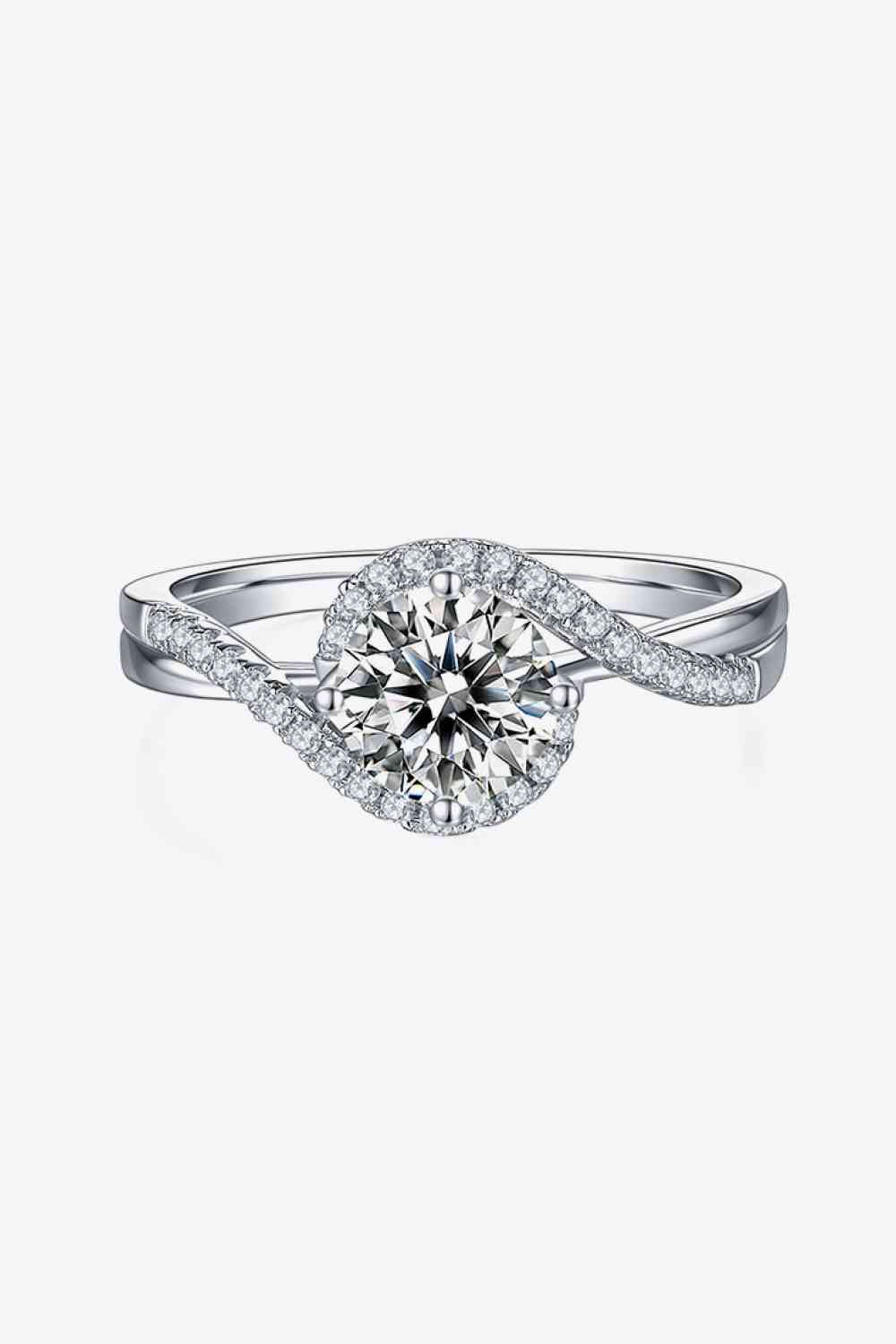 Bague croisée en argent sterling 925 Moissanite adorée de 1 carat