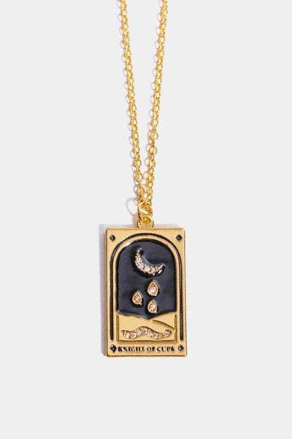 Collier en acier inoxydable avec pendentif carte de tarot