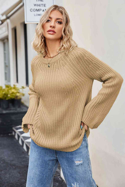 Pull en tricot gaufré à manches raglan