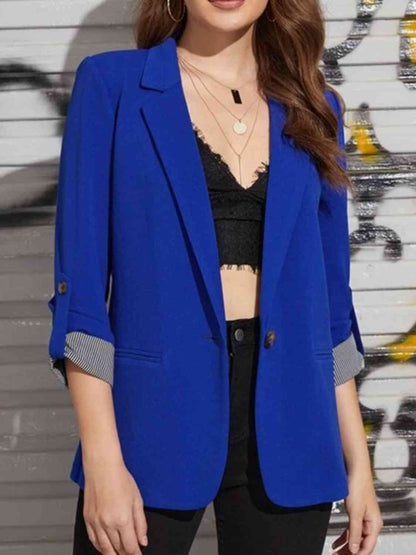 Blazer con cuello de solapa y mangas enrolladas