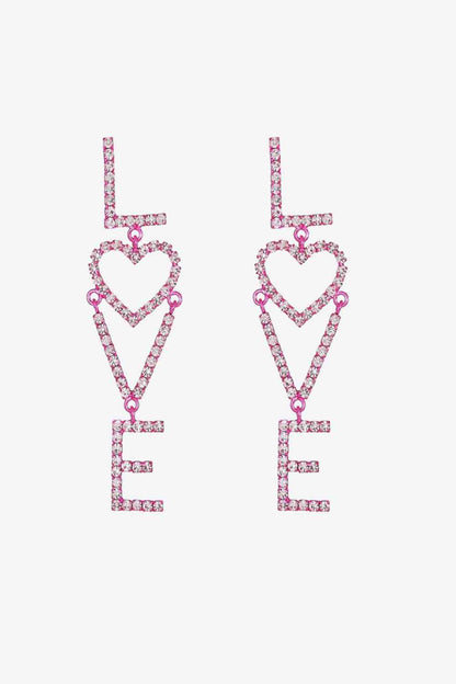 Boucles d'oreilles en alliage de zinc et pierre de verre LOVE